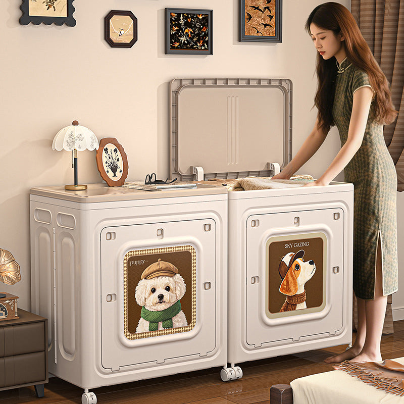 Modern Minimalist Rectangular Polypropylene Storage Cabinet 1-Cabinet Movable Foldable For Living Room