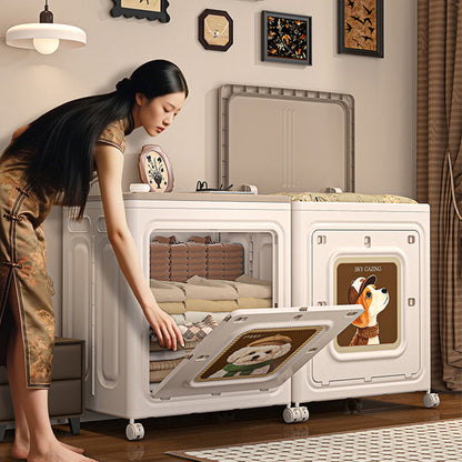 Modern Minimalist Rectangular Polypropylene Storage Cabinet 1-Cabinet Movable Foldable For Living Room