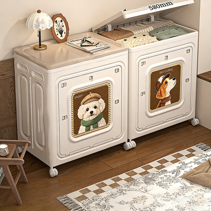 Modern Minimalist Rectangular Polypropylene Storage Cabinet 1-Cabinet Movable Foldable For Living Room