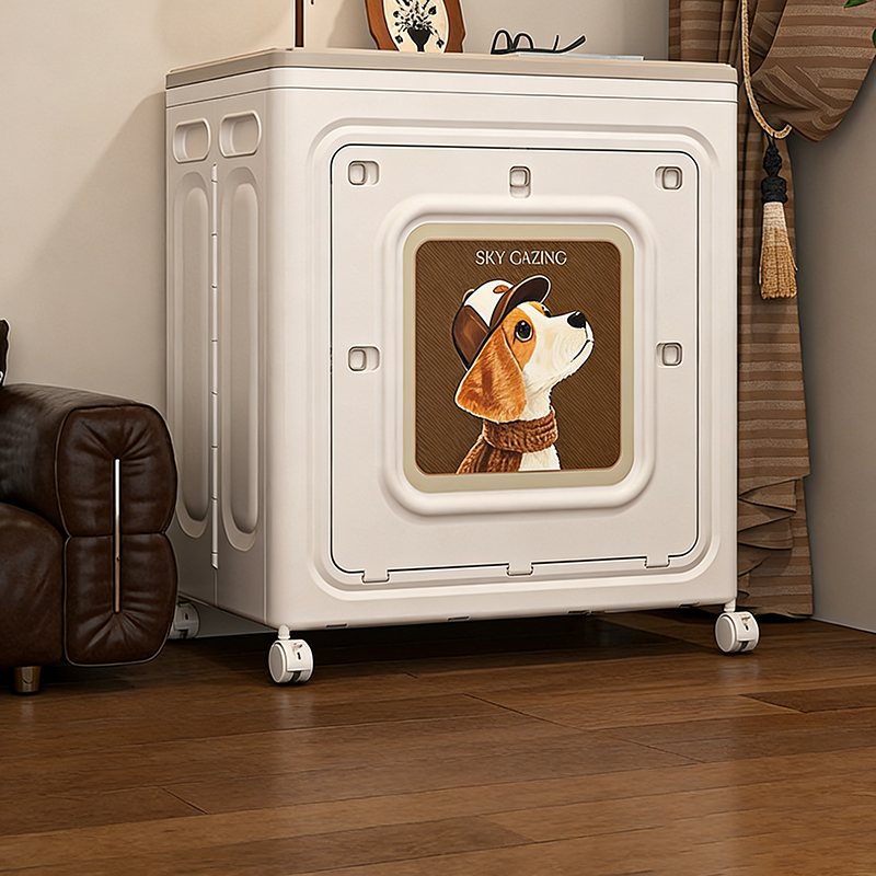 Modern Minimalist Rectangular Polypropylene Storage Cabinet 1-Cabinet Movable Foldable For Living Room