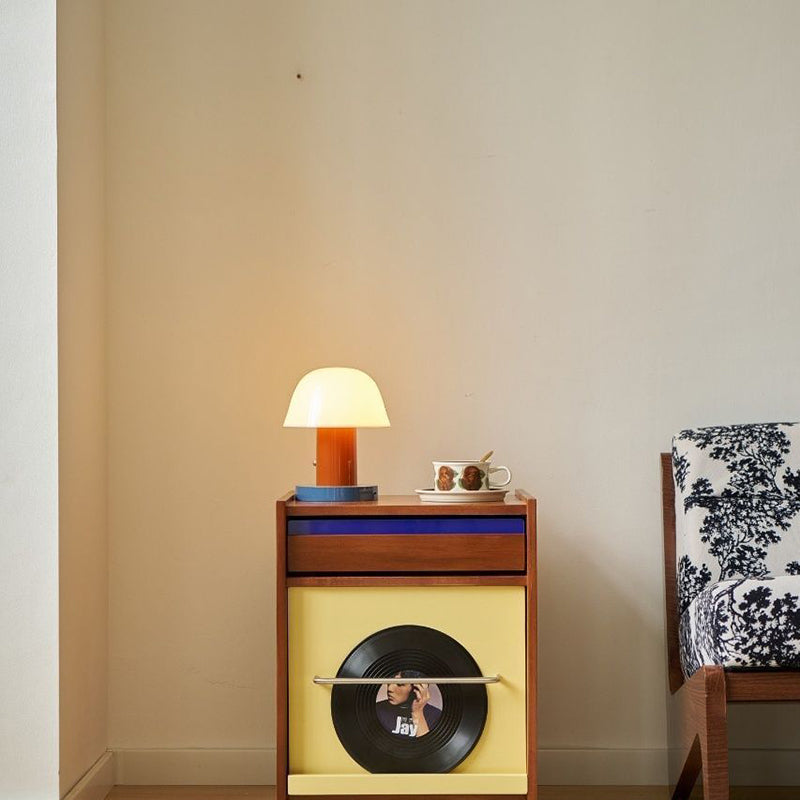 Traditional Vintage Rectangular Solid Wood Metal Nightstand 2-Drawer Movable For Bedroom