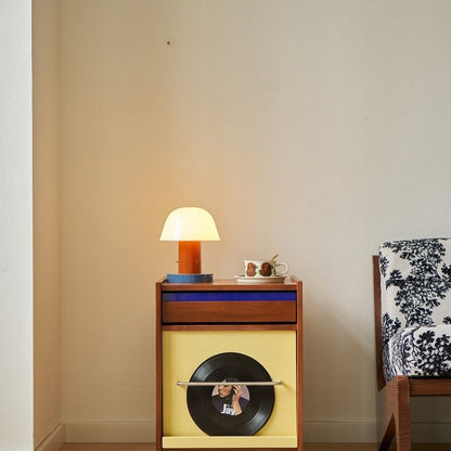 Traditional Vintage Rectangular Solid Wood Metal Nightstand 2-Drawer Movable For Bedroom