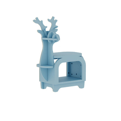 Modern Art Deco Reindeer-Shaped Solid Wood Multi-Layer Panel Bookshelves 2-Tier For Living Room
