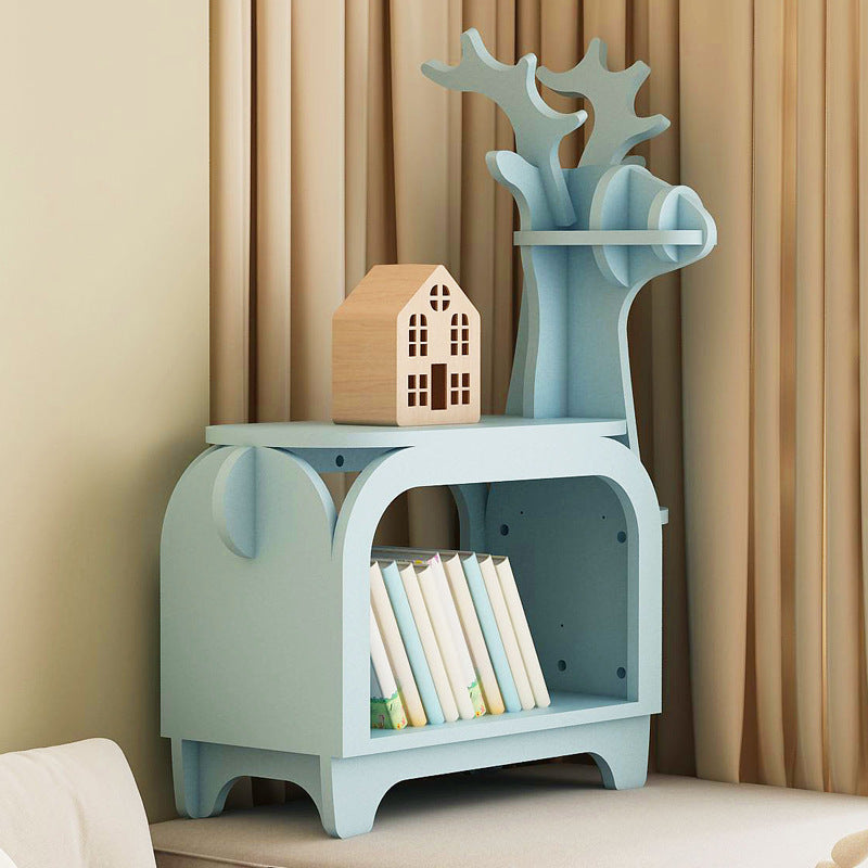 Modern Art Deco Reindeer-Shaped Solid Wood Multi-Layer Panel Bookshelves 2-Tier For Living Room