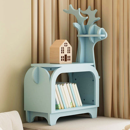 Modern Art Deco Reindeer-Shaped Solid Wood Multi-Layer Panel Bookshelves 2-Tier For Living Room