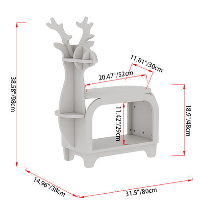 Modern Art Deco Reindeer-Shaped Solid Wood Multi-Layer Panel Bookshelves 2-Tier For Living Room