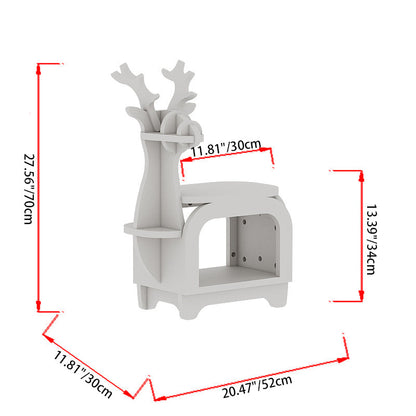 Modern Art Deco Reindeer-Shaped Solid Wood Multi-Layer Panel Bookshelves 2-Tier For Living Room