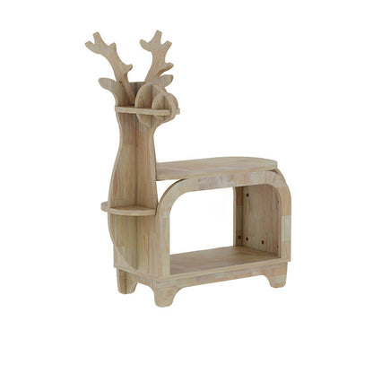 Modern Art Deco Reindeer-Shaped Solid Wood Multi-Layer Panel Bookshelves 2-Tier For Living Room