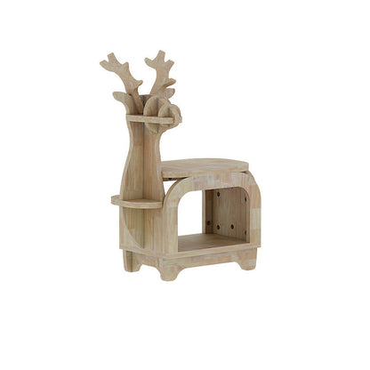 Modern Art Deco Reindeer-Shaped Solid Wood Multi-Layer Panel Bookshelves 2-Tier For Living Room