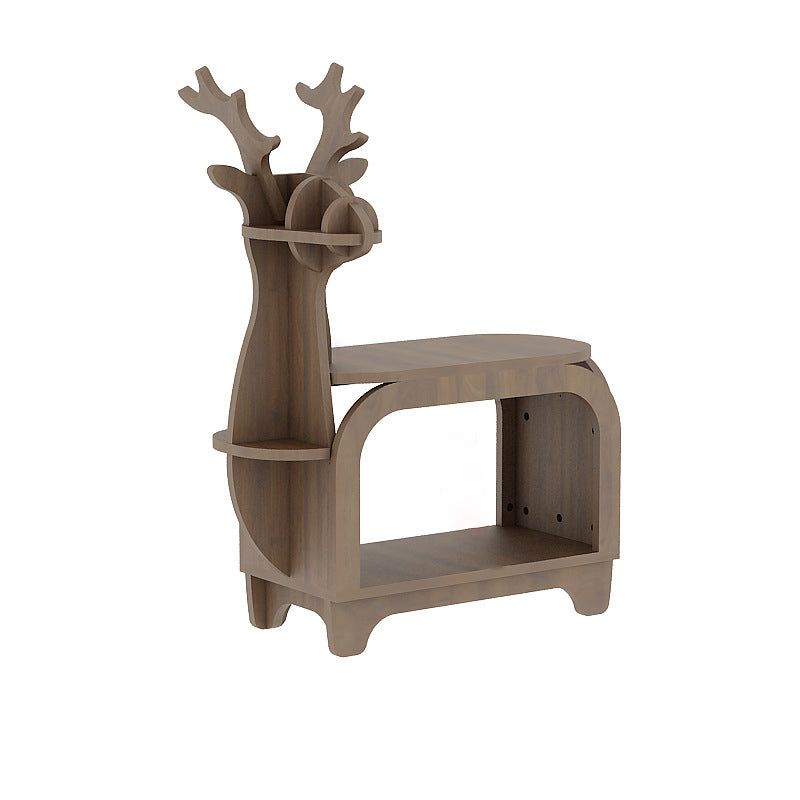 Modern Art Deco Reindeer-Shaped Solid Wood Multi-Layer Panel Bookshelves 2-Tier For Living Room