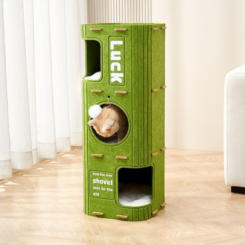 Modern Minimalist Rectangular Felt Board Cat Tree 2/3-Tier For Living Room