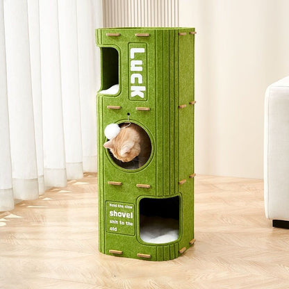 Modern Minimalist Rectangular Felt Board Cat Tree 2/3-Tier For Living Room