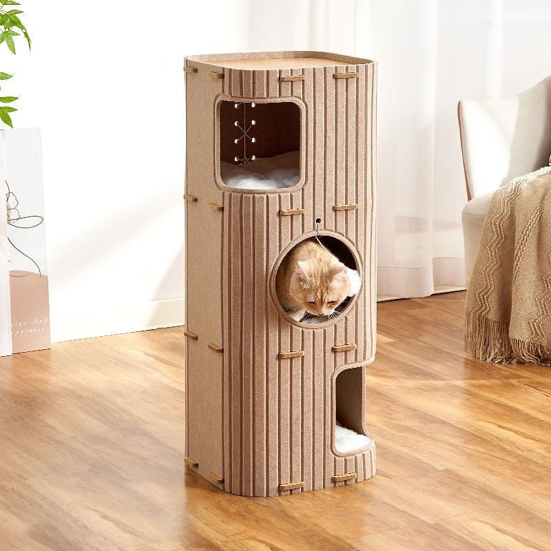Modern Minimalist Rectangular Felt Board Cat Tree 2/3-Tier For Living Room