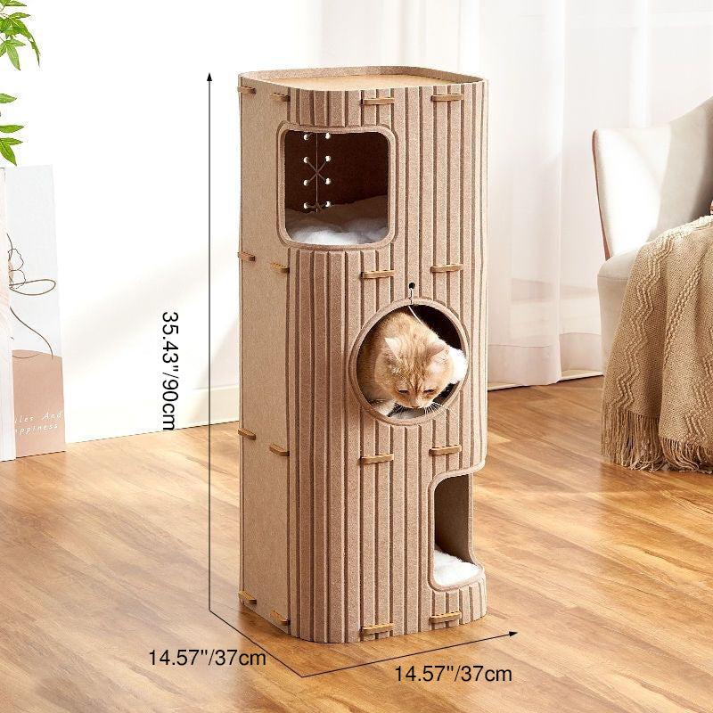 Modern Minimalist Rectangular Felt Board Cat Tree 2/3-Tier For Living Room