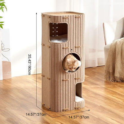 Modern Minimalist Rectangular Felt Board Cat Tree 2/3-Tier For Living Room