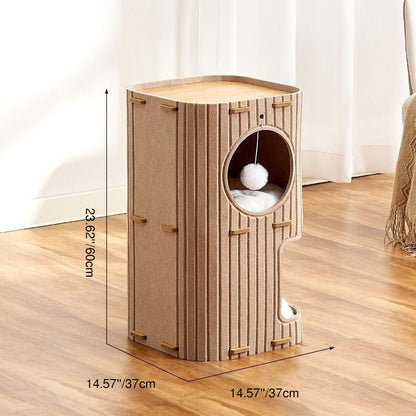 Modern Minimalist Rectangular Felt Board Cat Tree 2/3-Tier For Living Room