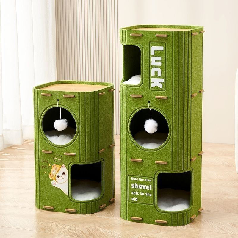 Modern Minimalist Rectangular Felt Board Cat Tree 2/3-Tier For Living Room