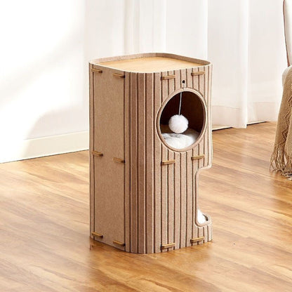 Modern Minimalist Rectangular Felt Board Cat Tree 2/3-Tier For Living Room