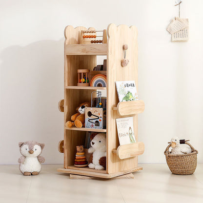 Modern Minimalist Rectangular Solid Wood Bookshelves 3/4-Tier Rotatable For Living Room