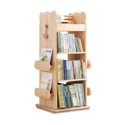 Modern Minimalist Rectangular Solid Wood Bookshelves 3/4-Tier Rotatable For Living Room