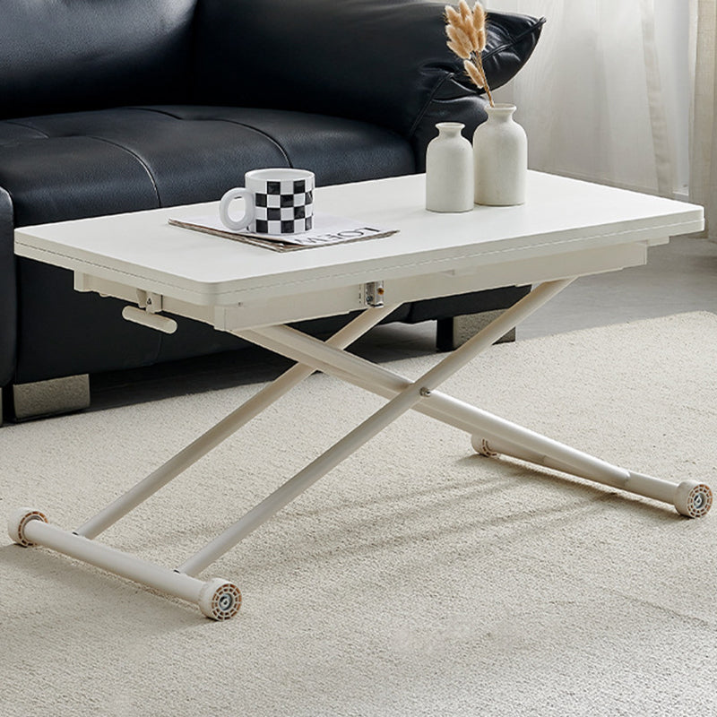 Modern Minimalist Rectangular Medium Density Fiberboard Carbon Steel Coffee Table 2-Leg Foldable For Living Room