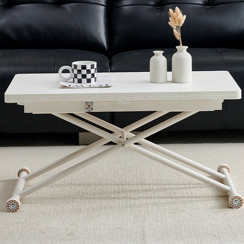 Modern Minimalist Rectangular Medium Density Fiberboard Carbon Steel Coffee Table 2-Leg Foldable For Living Room