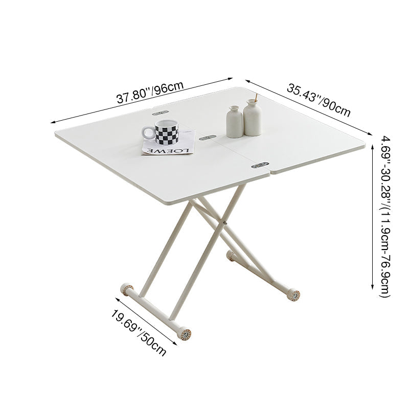 Modern Minimalist Rectangular Medium Density Fiberboard Carbon Steel Coffee Table 2-Leg Foldable For Living Room