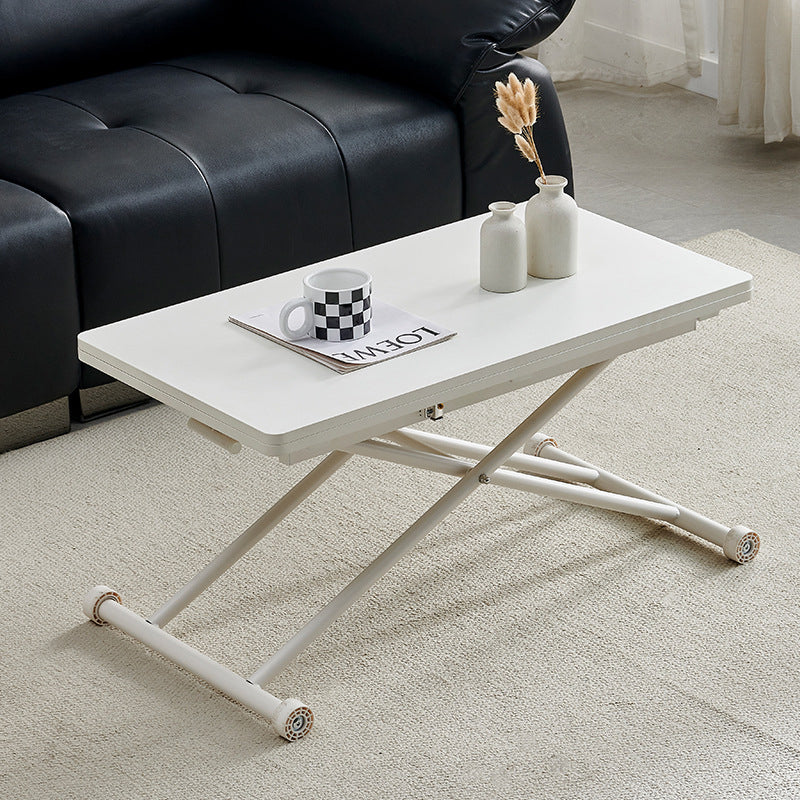 Modern Minimalist Rectangular Medium Density Fiberboard Carbon Steel Coffee Table 2-Leg Foldable For Living Room