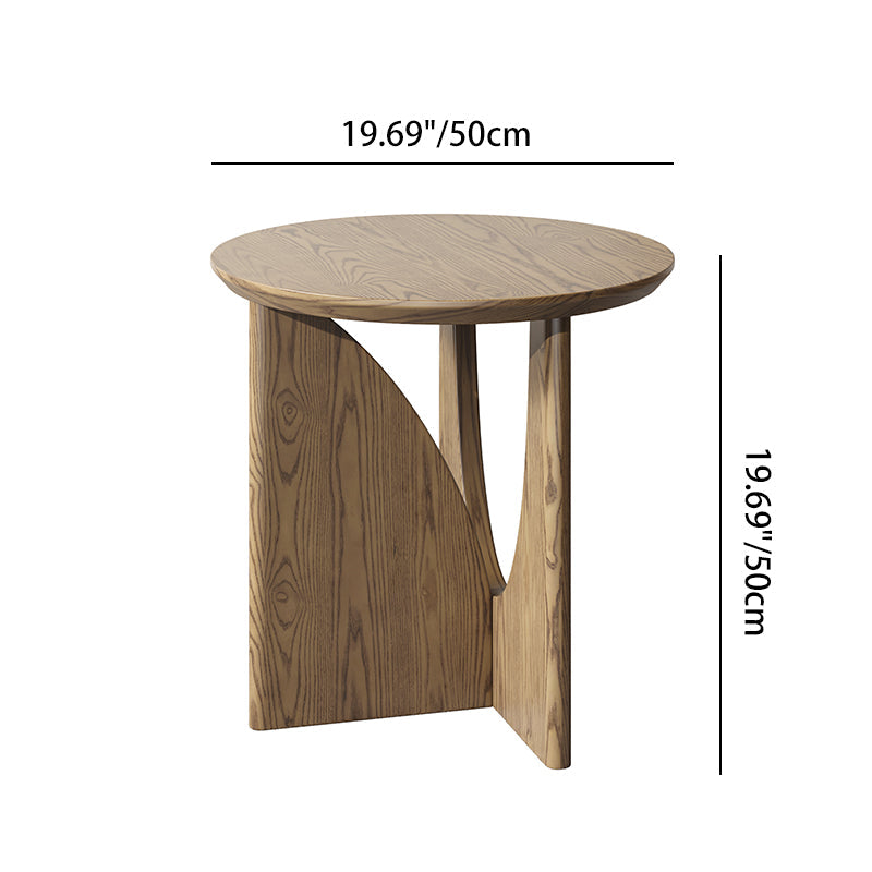 Modern Minimalist Round Side Table - Solid North American White Ash Sturdy Eco-Friendly Natural Grain For Living Room