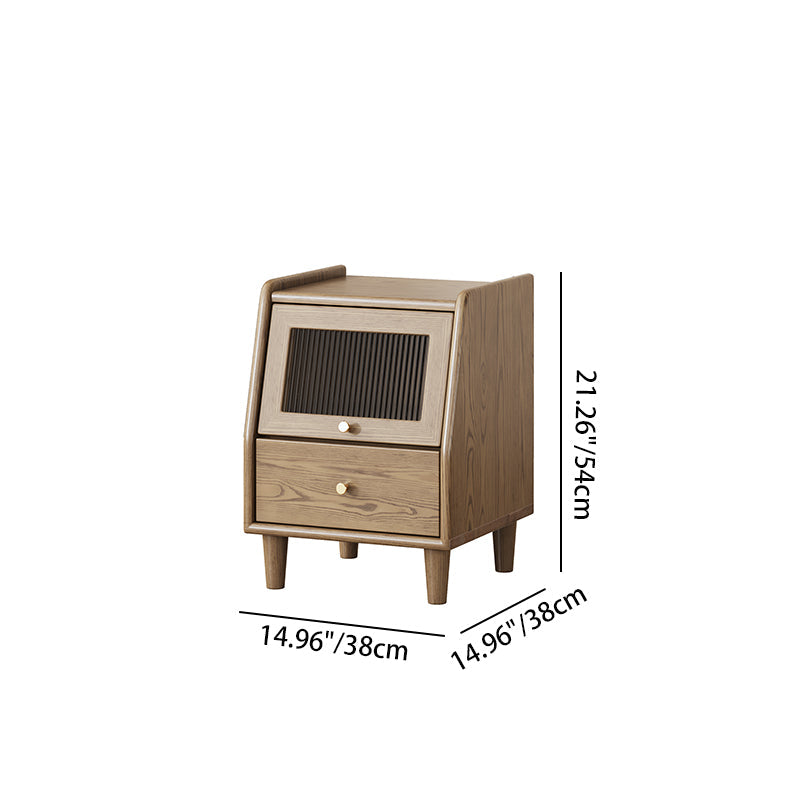 Modern Minimalist Rectangular Nightstand - Solid Ash Wood: Eco-Friendly, Smooth Hidden Slide Drawers, Stable Wobble-Free Support & Easy-Care Tabletop For Bedroom