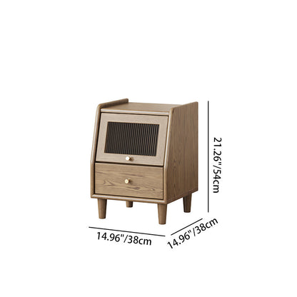 Modern Minimalist Rectangular Nightstand - Solid Ash Wood: Eco-Friendly, Smooth Hidden Slide Drawers, Stable Wobble-Free Support & Easy-Care Tabletop For Bedroom