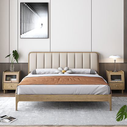 Modern Minimalist Rectangular Nightstand - Solid Ash Wood: Eco-Friendly, Smooth Hidden Slide Drawers, Stable Wobble-Free Support & Easy-Care Tabletop For Bedroom