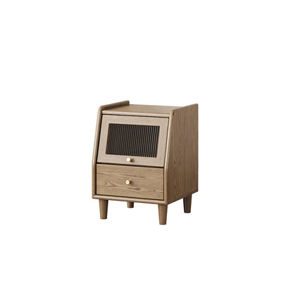 Modern Minimalist Rectangular Nightstand - Solid Ash Wood: Eco-Friendly, Smooth Hidden Slide Drawers, Stable Wobble-Free Support & Easy-Care Tabletop For Bedroom