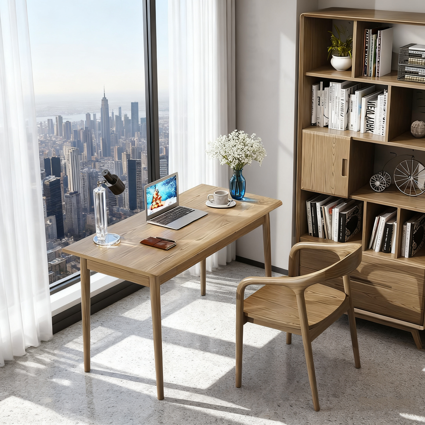 Modern Simplicity Desk & Chair Set - Solid Ash Wood, Sturdy, Stable, Natural Grain, Eco-Friendly Ergonomic For Home Office