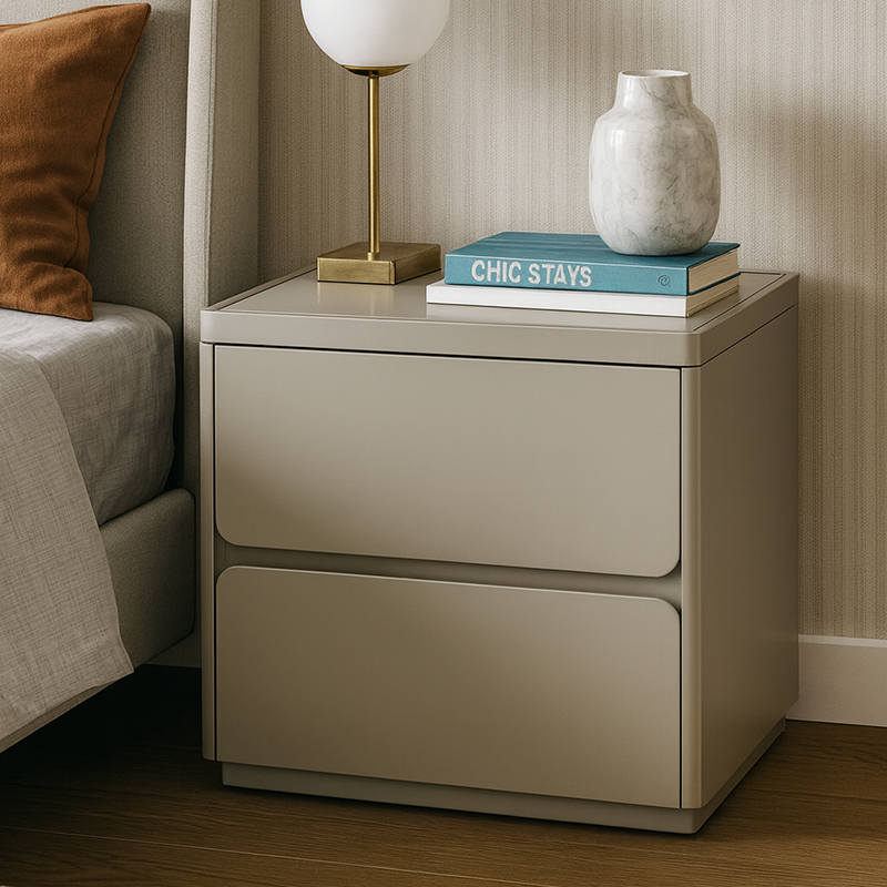 Modern Minimalist Rectangular Nightstand - MDF, Durable Structure, Smooth Surface & Quiet Storage For Bedroom