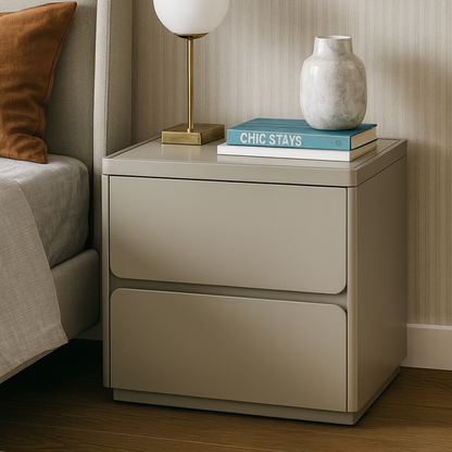 Modern Minimalist Rectangular Nightstand - MDF, Durable Structure, Smooth Surface & Quiet Storage For Bedroom
