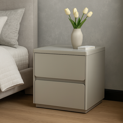 Modern Minimalist Rectangular Nightstand - MDF, Durable Structure, Smooth Surface & Quiet Storage For Bedroom