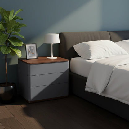 Modern Simplicity Rectangular Nightstand - Solid Wood Multi-layer Board, Premium Saddle Leather Upholstery, Refined Craftsmanship & Stable Support For Bedroom