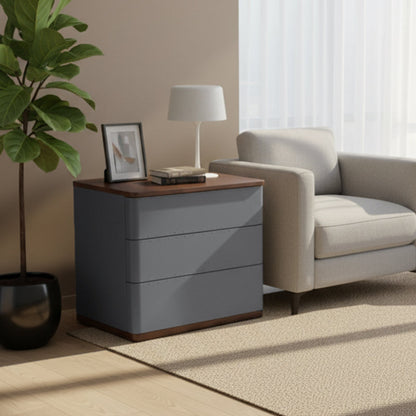 Modern Simplicity Rectangular Nightstand - Solid Wood Multi-layer Board, Premium Saddle Leather Upholstery, Refined Craftsmanship & Stable Support For Bedroom