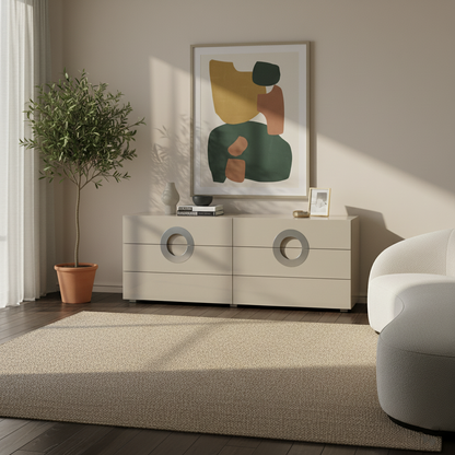 Modern Minimalist Rectangular Storage Cabinet - MDF: Large-Capacity, Sturdy Reinforced Frame, Clear Partitioning & Spacious Tabletop For Living Room, Bedroom & Storage Room