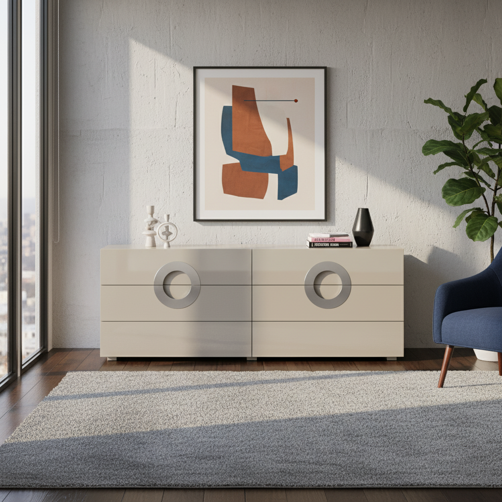 Modern Minimalist Rectangular Storage Cabinet - MDF: Large-Capacity, Sturdy Reinforced Frame, Clear Partitioning & Spacious Tabletop For Living Room, Bedroom & Storage Room