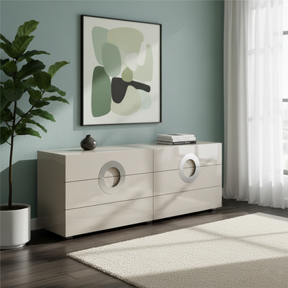 Modern Minimalist Rectangular Storage Cabinet - MDF: Large-Capacity, Sturdy Reinforced Frame, Clear Partitioning & Spacious Tabletop For Living Room, Bedroom & Storage Room