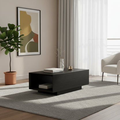 Modern Minimalist Rectangular Coffee Table - MDF: Layered Storage, Stable Support, Multi-Scenario Use & Scratch-Resistant For Living Room