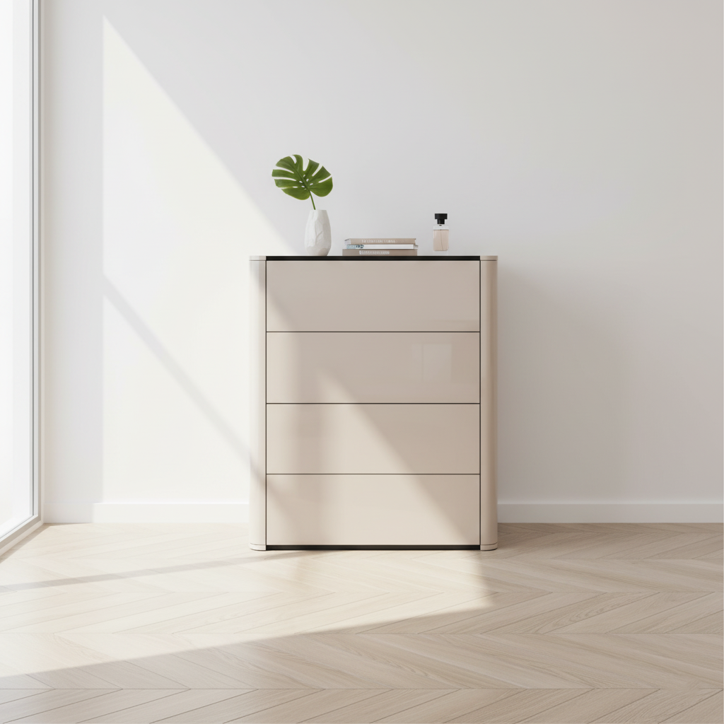 Modern Minimalist Rectangular Storage Cabinet - MDF: Stable Structure, Smooth Drawers, Easy-Clean Surface & Space-Saving Vertical Design For Living Room & Bedroom