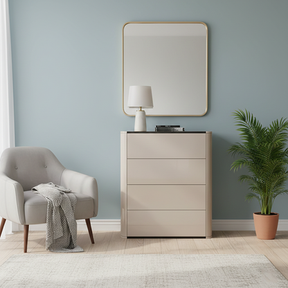 Modern Minimalist Rectangular Storage Cabinet - MDF: Stable Structure, Smooth Drawers, Easy-Clean Surface & Space-Saving Vertical Design For Living Room & Bedroom