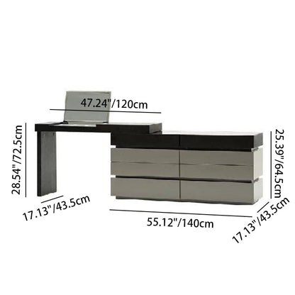 Modern Minimalist Rectangular Makeup Vanity - Multi-layer Solid Wood Board: Sturdy Load-Bearing, Eco-Friendly, Natural Clear Grain, Efficient Classified Storage, Space-Saving & Easy-Clean Surface For Living Room & Bedroom
