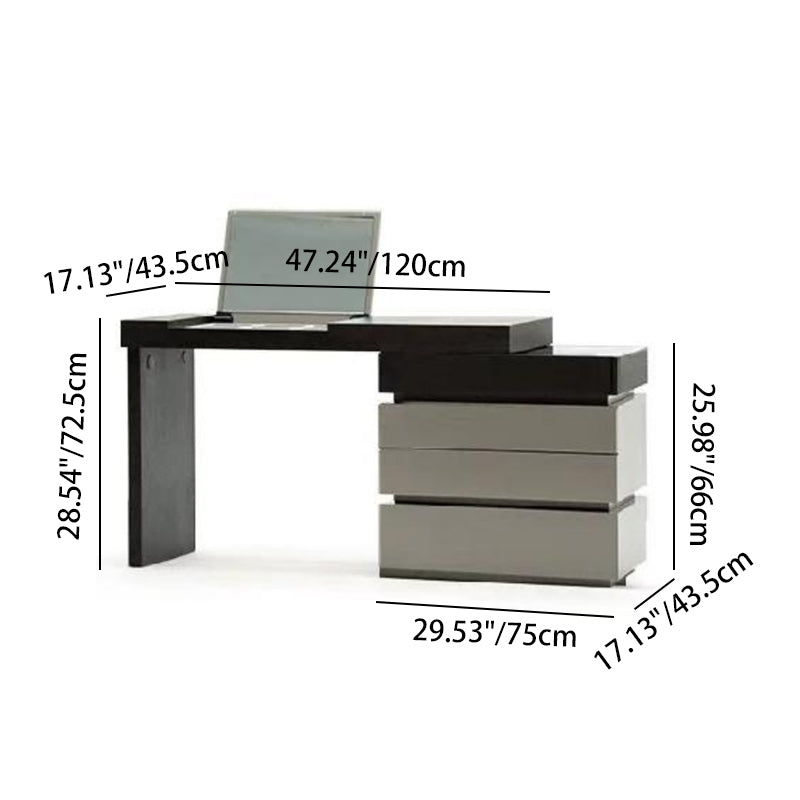 Modern Minimalist Rectangular Makeup Vanity - Multi-layer Solid Wood Board: Sturdy Load-Bearing, Eco-Friendly, Natural Clear Grain, Efficient Classified Storage, Space-Saving & Easy-Clean Surface For Living Room & Bedroom