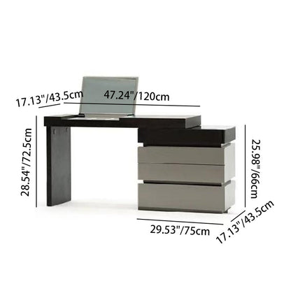 Modern Minimalist Rectangular Makeup Vanity - Multi-layer Solid Wood Board: Sturdy Load-Bearing, Eco-Friendly, Natural Clear Grain, Efficient Classified Storage, Space-Saving & Easy-Clean Surface For Living Room & Bedroom