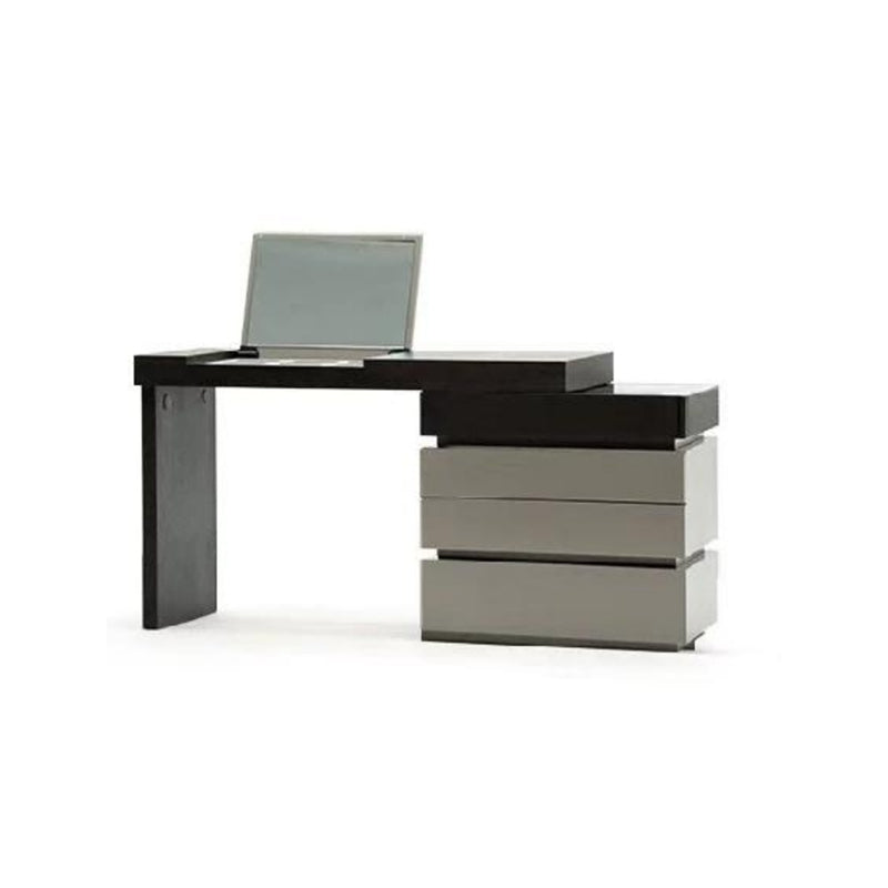 Modern Minimalist Rectangular Makeup Vanity - Multi-layer Solid Wood Board: Sturdy Load-Bearing, Eco-Friendly, Natural Clear Grain, Efficient Classified Storage, Space-Saving & Easy-Clean Surface For Living Room & Bedroom