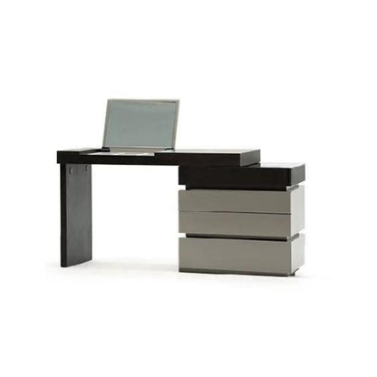 Modern Minimalist Rectangular Makeup Vanity - Multi-layer Solid Wood Board: Sturdy Load-Bearing, Eco-Friendly, Natural Clear Grain, Efficient Classified Storage, Space-Saving & Easy-Clean Surface For Living Room & Bedroom